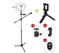 Set 7 avec lampe 26cm - Éclairage Ring Light réglable avec bras de flèche, support de prise de vue pour téléphone, lampe de beauté, Kits de Studio Photo pour Live