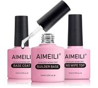 Set 7 en 1 builder base gel no wipe top/base coat 3x10ml, vernis semi-permanent UV LED soak off manicure kit professionnel