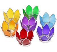 Set 7 Lotus porte-bougies à réchaud petit Chakra argenté -- 8 cm