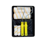 Set 7 pièces rouleau peinture qualité premium en acrylique, 2 rouleaux 18 cm + 2 rouleaux 10 cm, 2 manches+1 bac