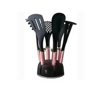 Set 7 Ustensiles de Cuisine en Nylon, 6 Pièces + Support, Antiadhésive sans BPA, Berlinger Haus, I-Rose, , Rose