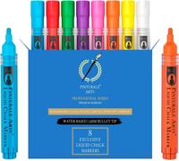 Set 8 Feutre Craie Effacable Tableau NoirPointe 3mmStylo Craie Pour Tableau Noir EffacableCrayon Craie Pour Vetre,Virre,Ardoise