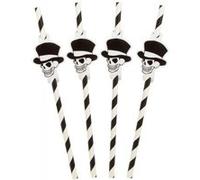 set 8 pailles squelette carton rayee 20 cm halloween jouet kermesse Multicolor G