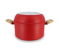 MENASTYL - Batterie de Cuisine Empilable - Gamme The Super Ball - 98% d'Aluminium Recyclé - Compact - Revêtement Céramique Antiadhésif - Tous Feux dont Induction - Couleur Magenta - 8 Pièces
