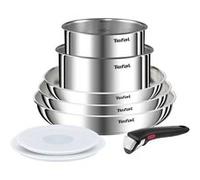 Batterie De Cuisine Tefal Ingenio Emotion Non Revetu L8968s04 - Set De 8 Pièces Poêles Et Casseroles Avec 2 Couvercles Hermétiques Et 1 Poignée Amovible