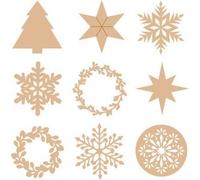 Set 9x3 Silhouettes Flocons - 2,5x0,2 Cm - Bois
