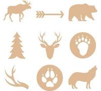 Set 9x3 Silhouettes Ours - 2,5x0,2 Cm - Bois