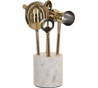 Set à cocktail DKD Home Decor 10 x 3 x 21 cm argenté or acier inoxydable marbre