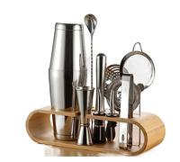 Set à cocktail - Shaker Boston 11 Pièces En Acier Inoxydable Cocktail Set Shaker Mixer Bartending Kit Kit pour Barman(Blue,Silver)