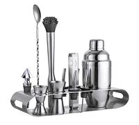 Set à cocktail - Shaker Boston 12 Pcs Cocktail Shaker Set En Acier Inoxydable Bar Tool Barman Kit Avec Présentoir Kit pour Barman(350ml)