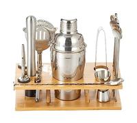 Set à cocktail - Shaker Boston 14 Pièces Ensemble De Shaker À Cocktail D'outils Barre En Acier Inoxydable Kit Barman Avec Présentoir Bois Kit pour Barman(350ml)