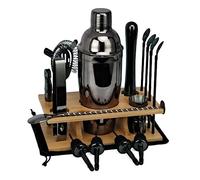 Set à cocktail - Shaker Boston 14pcs 750ml Kit De Fabrication Barman Avec Support En Bois Mélangeur Boissons Cocktail Maker Bar Tool Home Kit pour Barman(Black)