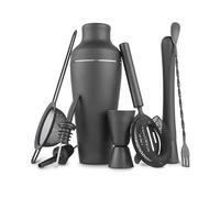 Set à cocktail - Shaker Boston Ensemble de shaker à cocktail en acier inoxydable noir mat 8 pièces, ensemble complet d'outils pour français Kit pour Barman