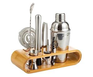 Set à cocktail - Shaker Boston Ensemble D'outils De Barre 10 PC Avec Support En Bambou Élégant Cocktail Martini Shaker Bar Outils Kit Barman Kit pour Barman