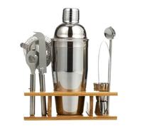 Set à cocktail - Shaker Boston Shaker À Cocktail Noir Avec Support En Bambou Élégant, Ensemble D'outils De Bar 9 Pièces Livret Recettes Kit pour Barman(350ml)