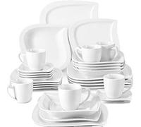 Set à dîner en porcelaine, service pour 6/12, Blanc, Blanc 30-pcs
