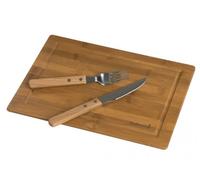 Set à dîner pour 1 personne barbecook Planche en bambou avec couteau et fourchette