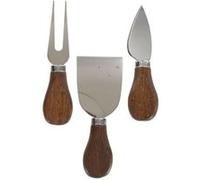 Fackelmann 40912 set 3 en 1 de couteaux à fromage, Bois, Acier inoxydable