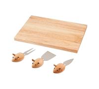 Set À Fromage Avec Planche En Bois Et 3 Couteaux Souris