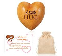Set A Little Hug Ornements de Coeur en Bois Cadeau d'Isolement Carte Sending You a Hug Cadeau Pensant à Vous avec Sac de Rangement à Cordon pour Amis Famille Amoureux Couple