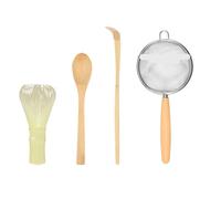 Set à Matcha Ensemble de 4 fouets à matcha, élégant service thé, kit préparation réutilisable avec bol en céramique et support for fouet(Without Bowl)