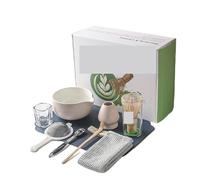 Set à Matcha Kit de mixeur à thé Matcha 9/10 pièces avec bol en céramique, fouet, porte-cuillère, passoire, four cérémonie(Grey 10pcs)