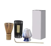 Set à Matcha Lot De 3 Pinceaux À Thé, Support For Mélanger Le Matcha, Outils Commande, Cuillères, Porte-pinceaux(Blue white)