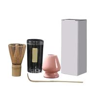 Set à Matcha Lot De 3 Pinceaux À Thé, Support For Mélanger Le Matcha, Outils Commande, Cuillères, Porte-pinceaux(Pink)