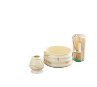 Set à Matcha Service à thé Matcha, fouet dessiné la main, brosse matcha, distributeur de, outil for commander du(Yellow)