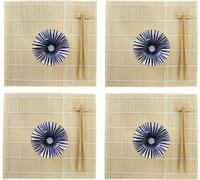 Set à sushi DKD Home Decor 14,5 x 14,5 x 31 cm Bleu Blanc Faïence Orientale (16 pièces)