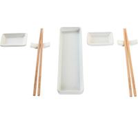 Set à sushi DKD Home Decor 24 x 7 x 2 cm naturel Faïence blanche Orientale