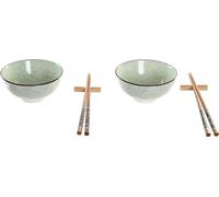 Set à sushi DKD Home Decor 30 x 21 x 7 cm vert bleu ciel Faïence Orientale (6 pièces)