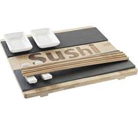 Set à sushi DKD Home Decor Noir naturel Bambou Tableau Oriental 25 x 22 x 3 cm