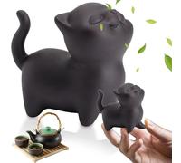 Set à thé de chat, mignonne statue chanceuse pourpre argile tea pet cup chat, 3.1x1.7x2,8 pouces pour animaux de compagnie de thé, animaux de compagnie de thé en céramique, amant de thé cadeau b