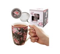 SET À THÉ : TASSE EN porcelaine 340 ml AVEC INFUSEUR ET COUVERCLE pour herbes - EMBALLÉ DANS UN COFFRET CADEAU n°12