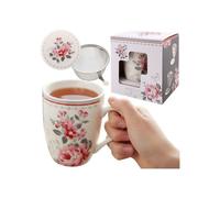 SET À THÉ : TASSE EN porcelaine 340 ml AVEC INFUSEUR ET COUVERCLE pour herbes - EMBALLÉ DANS UN COFFRET CADEAU n°13