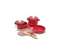 Melissa & Doug – Set d'accessoires de cuisine en bois – Casseroles rouge