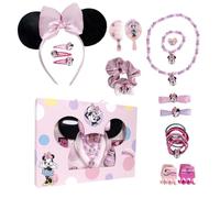 Set Accessoires Cheveux et Beauté Minnie Disney pour Filles avec Serre-tête Oreilles Élastique Pinces Miroir Peigne et Bijoux Idée Cadeau 3+ 25 x 34 cm