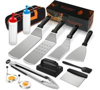 Set Accessoires Plancha 14PCS pour BBQ Extérieur Spatules Racloir Outils Gril Durable