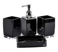 Set Accessoires Salle de Bain 4pcs Distributeur de Savon Gobelet et Porte-Savon Avizar Noir