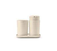 Set accessoires salle de bain - BRABANTIA - Renew - Beige doux - Mécanisme de pompe anti-goutte - 3 pièces