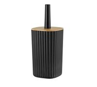 Wenko Kit WC Rotello – Support fermé avec brosse, couvercle bambou, 10×36 cm, noir/naturel