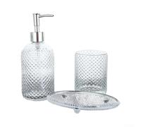 Set Accessoires Verre Transparent 3 Diamant Set Accessoires Verre | Design diamant unique, verre transparent clair, style et vintage, kit complet 3 pièces