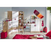 Set Adolescents Armoire D'Coin Bibliothèque Chêne Clair Blanc - Rose 61765873