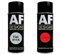 Set Aerosol Peinture de Base Voiture Compatible avecFiat 611A Grigio Aluminio Metallic Vernis Bombe Vaporisateur 400ml