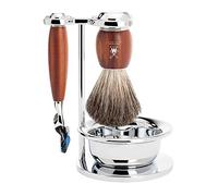 Set Afeitado Mühle Brocha Afeitar Tejón, Maquinilla Fusion, Soporte & Bol Serie Vivo