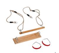 Set agrès pour tour de jeu WICKEY - Balançoire, trapèze, anneaux & barre en bois - 70 kg - extérieur