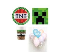 Set Anniversaire (4) set 36 pieces minecraft pour 8 enfants enfants Procos + 10 ballons offerts*