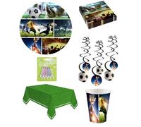 Set anniversaire - (cde 6 )- football - 8 enfants - Décoration foot - 10 bougies magiques