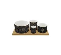Set Aperitif 4 COUPELLES en Porcelaine sur Plateau Bambou Celeste